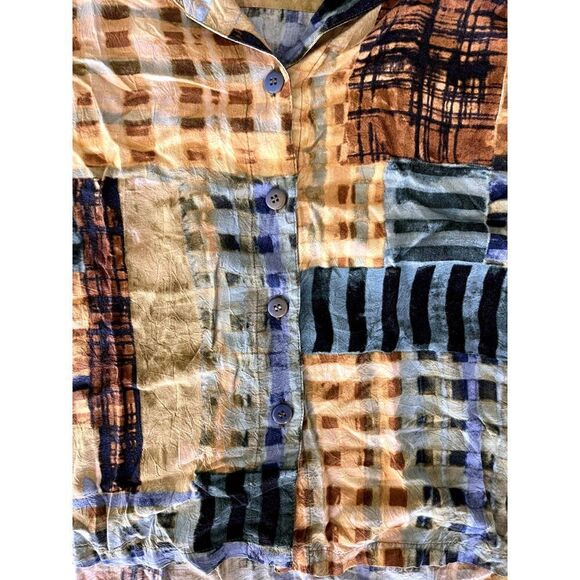 Jams World Rayon Shirttail Hem Gridlock Shirt Size Small - Picture 5 of 5